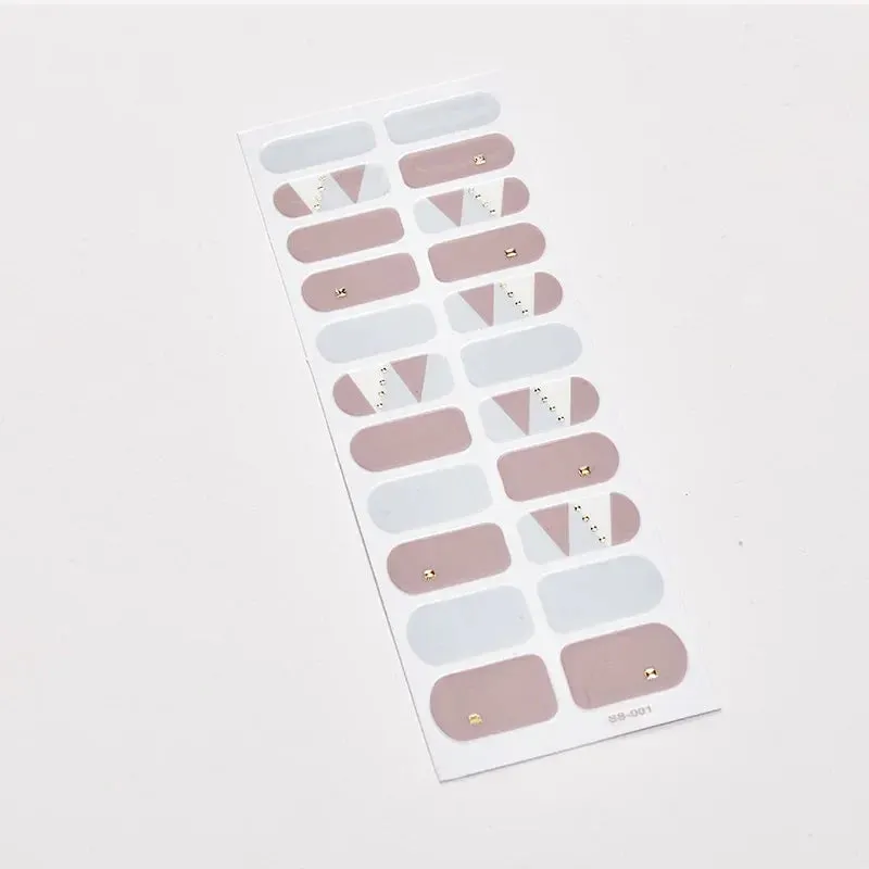 Joskaa-22 Tips/Sheet Snowflate Striped Manicure Creative Women Salon Nail Wraps DIY Nail Sticker set Sticker for Nails Art Christmas
