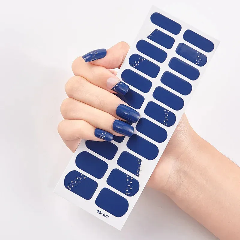 Joskaa-22 Tips/Sheet Snowflate Striped Manicure Creative Women Salon Nail Wraps DIY Nail Sticker set Sticker for Nails Art Christmas