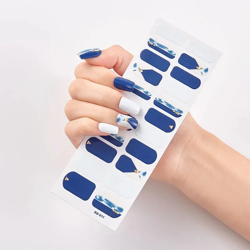 Joskaa-22 Tips/Sheet Snowflate Striped Manicure Creative Women Salon Nail Wraps DIY Nail Sticker set Sticker for Nails Art Christmas