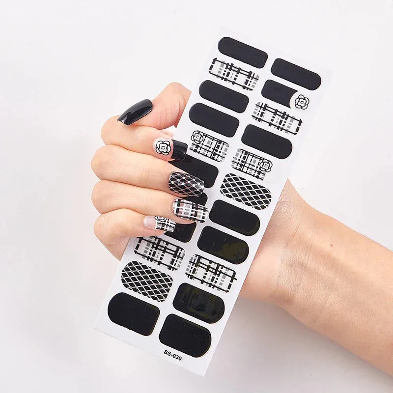Joskaa-22 Tips/Sheet Snowflate Striped Manicure Creative Women Salon Nail Wraps DIY Nail Sticker set Sticker for Nails Art Christmas