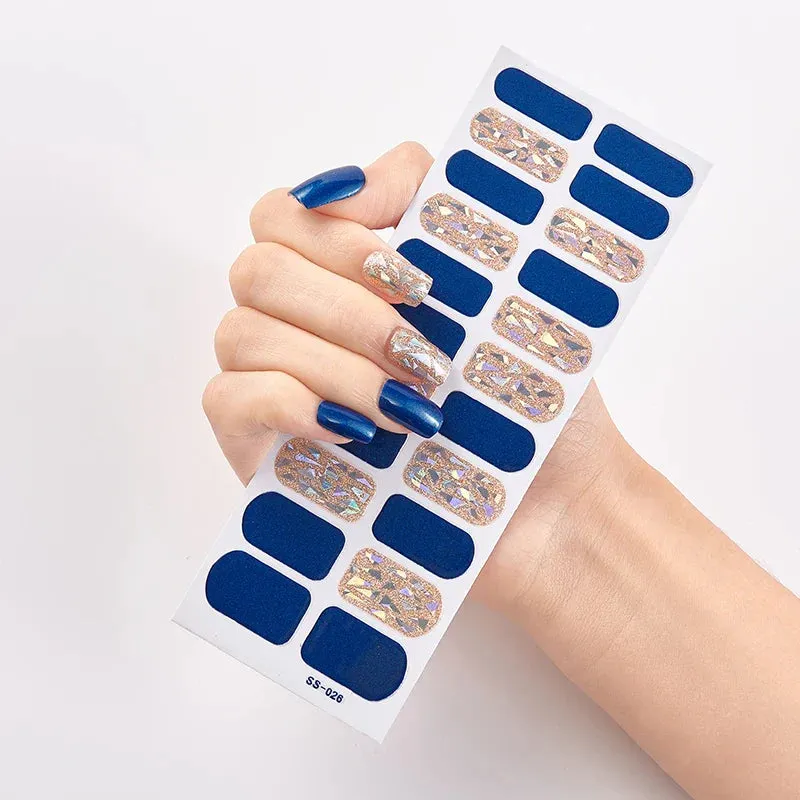 Joskaa-22 Tips/Sheet Snowflate Striped Manicure Creative Women Salon Nail Wraps DIY Nail Sticker set Sticker for Nails Art Christmas