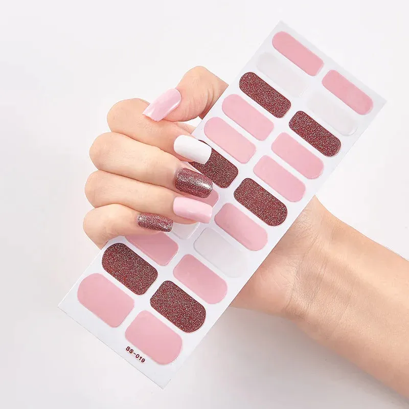 Joskaa-22 Tips/Sheet Snowflate Striped Manicure Creative Women Salon Nail Wraps DIY Nail Sticker set Sticker for Nails Art Christmas