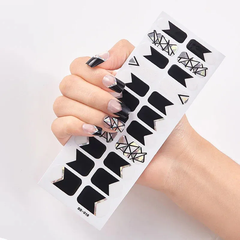 Joskaa-22 Tips/Sheet Snowflate Striped Manicure Creative Women Salon Nail Wraps DIY Nail Sticker set Sticker for Nails Art Christmas
