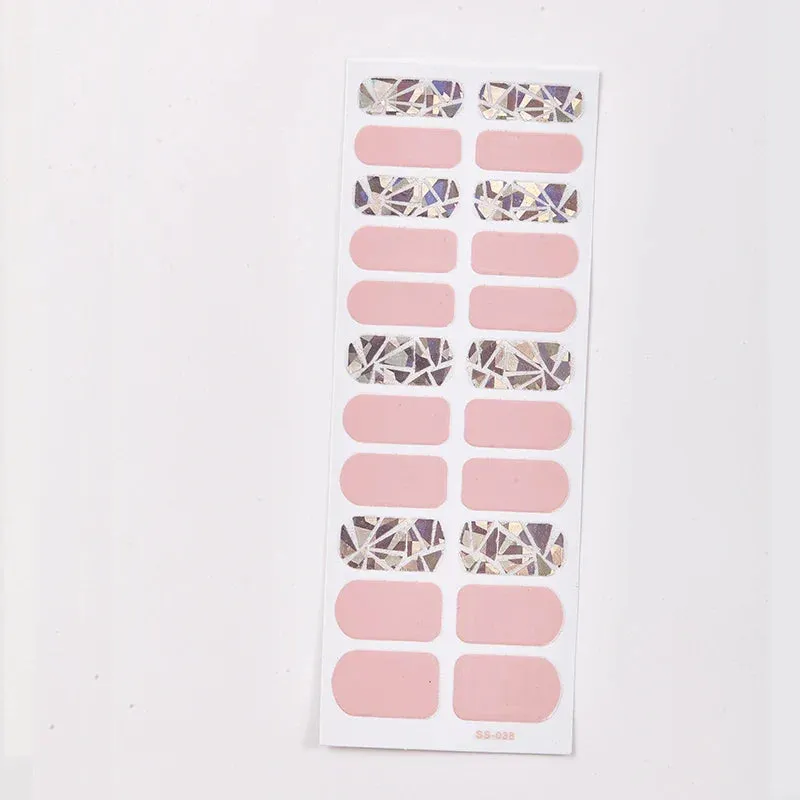 Joskaa-22 Tips/Sheet Snowflate Striped Manicure Creative Women Salon Nail Wraps DIY Nail Sticker set Sticker for Nails Art Christmas