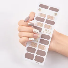 Joskaa-22 Tips/Sheet Snowflate Striped Manicure Creative Women Salon Nail Wraps DIY Nail Sticker set Sticker for Nails Art Christmas