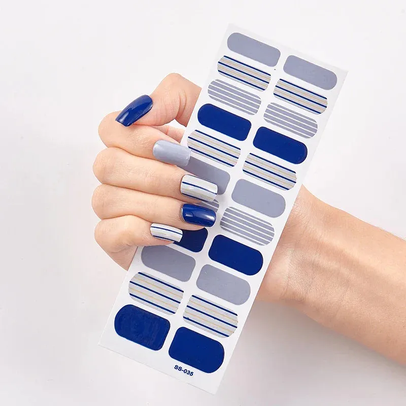 Joskaa-22 Tips/Sheet Snowflate Striped Manicure Creative Women Salon Nail Wraps DIY Nail Sticker set Sticker for Nails Art Christmas