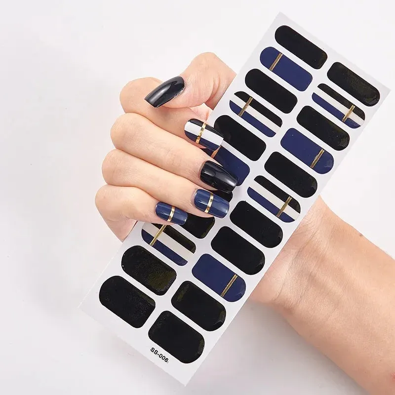 Joskaa-22 Tips/Sheet Snowflate Striped Manicure Creative Women Salon Nail Wraps DIY Nail Sticker set Sticker for Nails Art Christmas