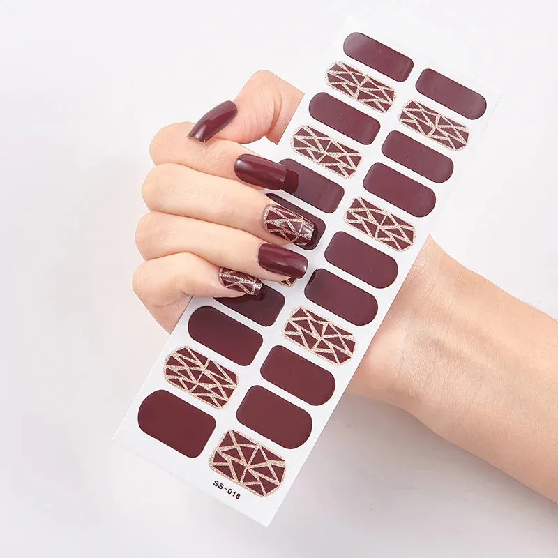 Joskaa-22 Tips/Sheet Snowflate Striped Manicure Creative Women Salon Nail Wraps DIY Nail Sticker set Sticker for Nails Art Christmas
