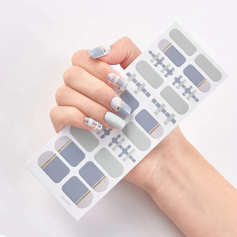 Joskaa-22 Tips/Sheet Snowflate Striped Manicure Creative Women Salon Nail Wraps DIY Nail Sticker set Sticker for Nails Art Christmas