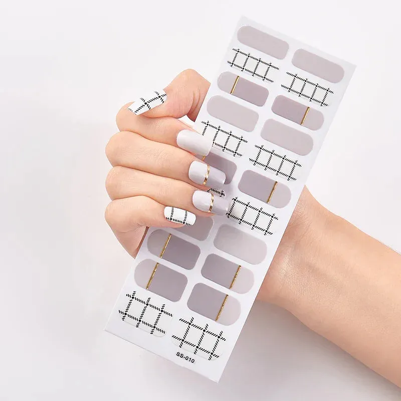 Joskaa-22 Tips/Sheet Snowflate Striped Manicure Creative Women Salon Nail Wraps DIY Nail Sticker set Sticker for Nails Art Christmas