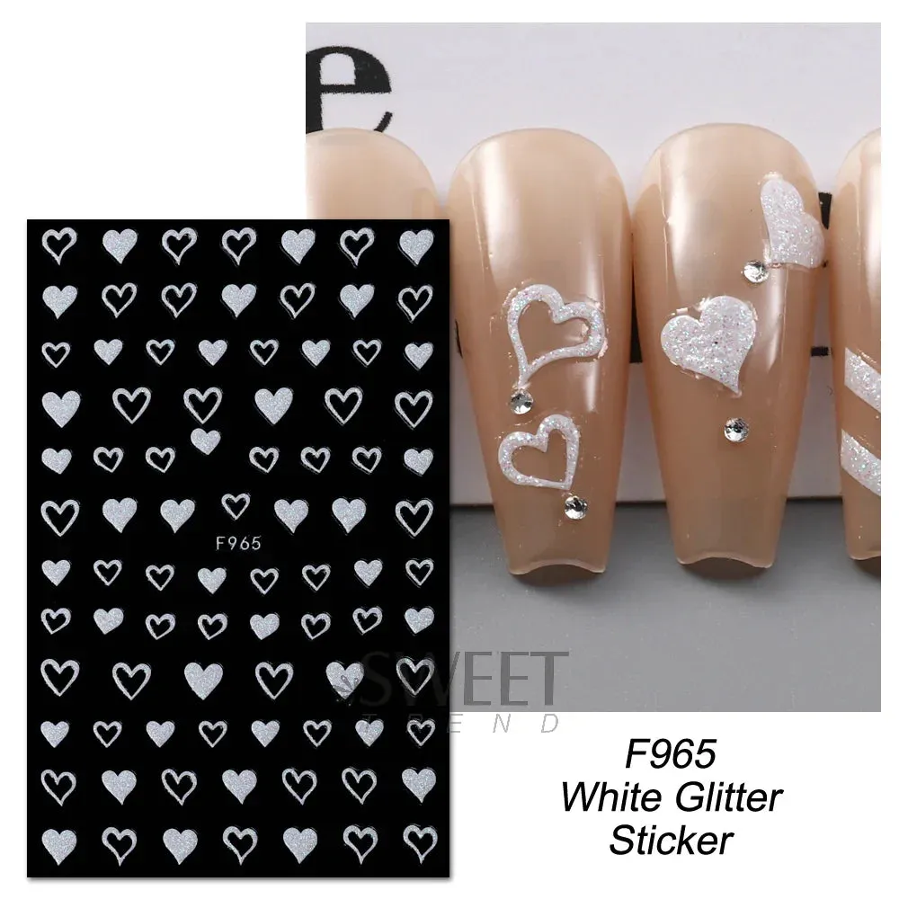 Joskaa 3D Reflective Golden Glitter Stickers Silver Powder Butterfly Star French Holographic Lines Nail Art Decals Decoration Manicure
