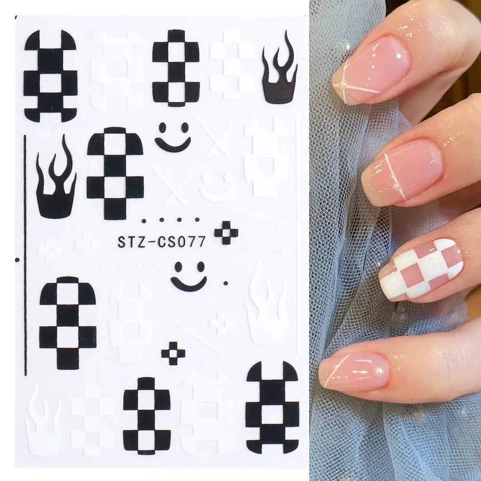 Joskaa 3D Reflective Golden Glitter Stickers Silver Powder Butterfly Star French Holographic Lines Nail Art Decals Decoration Manicure
