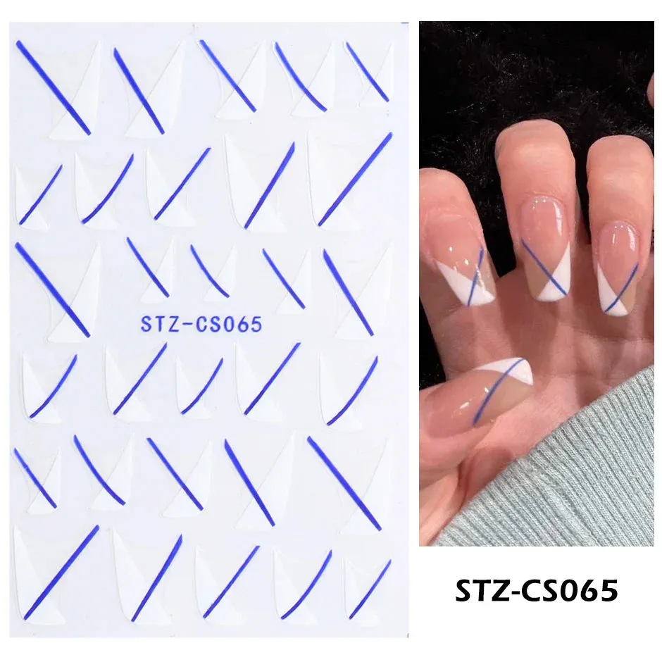 Joskaa 3D Reflective Golden Glitter Stickers Silver Powder Butterfly Star French Holographic Lines Nail Art Decals Decoration Manicure