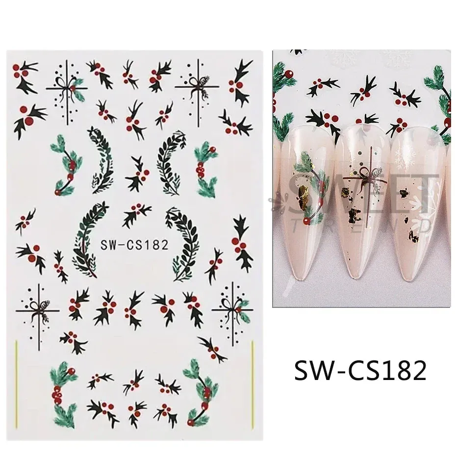 Joskaa Christmas Cartoon Nail Stickers Santa Claus Snowman Gloves Self Adhesive Sliders Nail Decals Snowflake Manicure Art  Decoration
