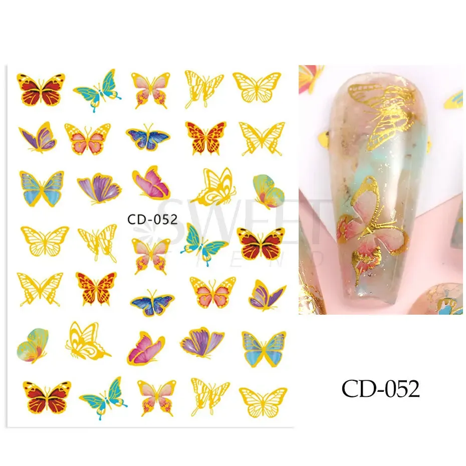 Joskaa Metallic Star Love French Nail Art Stickers Gold Silver Bronzing Wave Line Heart Designer Decal Elegant Manicure Foil Wraps LYMJ