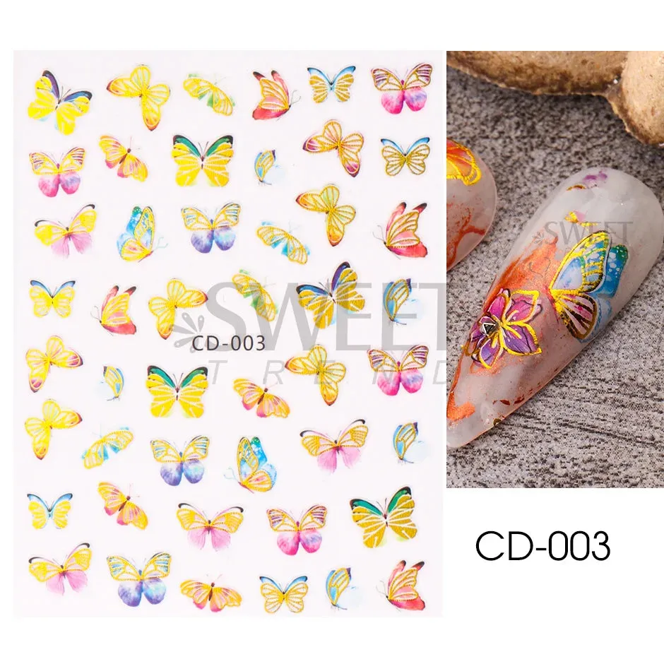 Joskaa Metallic Star Love French Nail Art Stickers Gold Silver Bronzing Wave Line Heart Designer Decal Elegant Manicure Foil Wraps LYMJ
