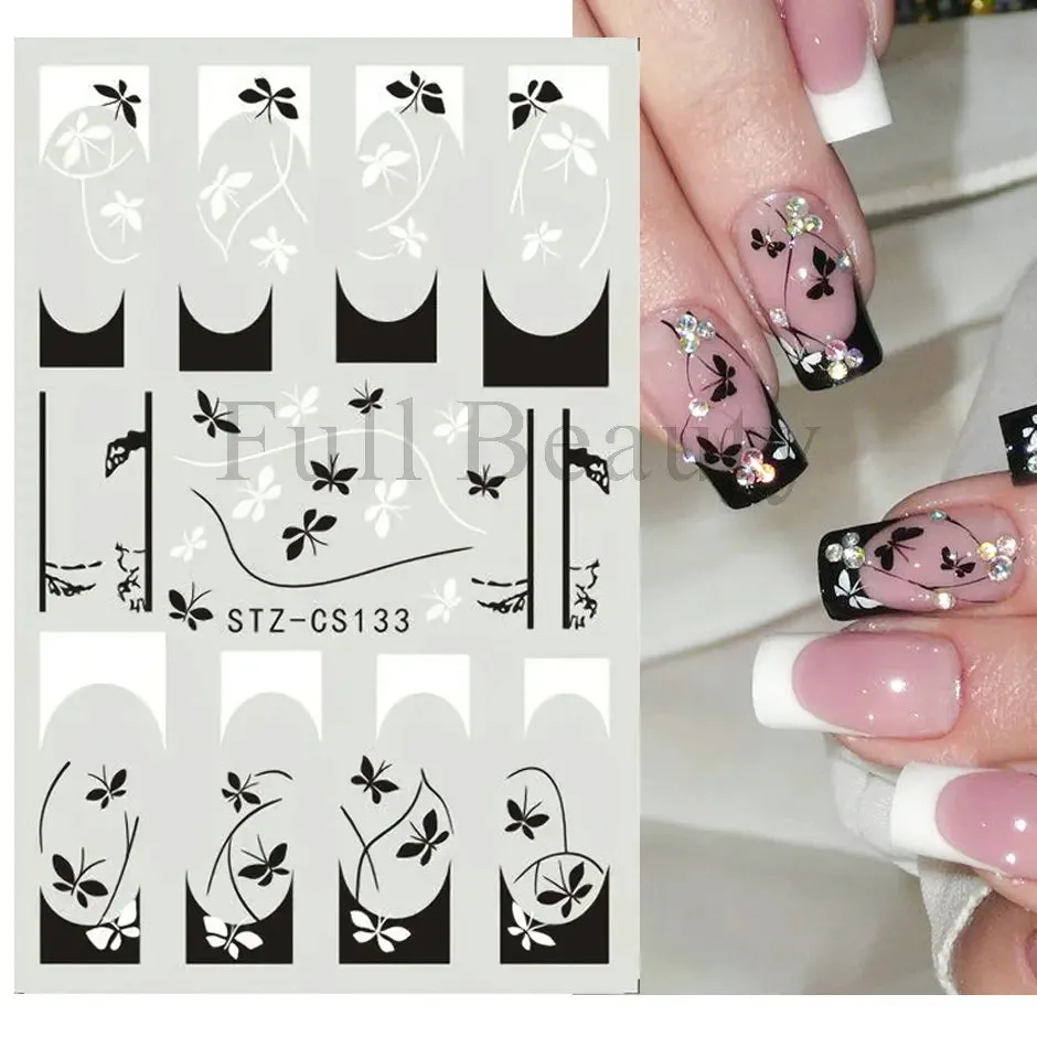 Joskaa Metallic Star Love French Nail Art Stickers Gold Silver Bronzing Wave Line Heart Designer Decal Elegant Manicure Foil Wraps LYMJ