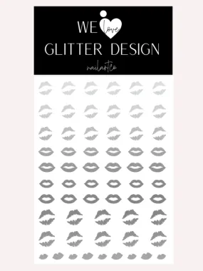 Kissy Lips Nail Decal | Silver Shimmer (*Decal Comes Un-Weeded)