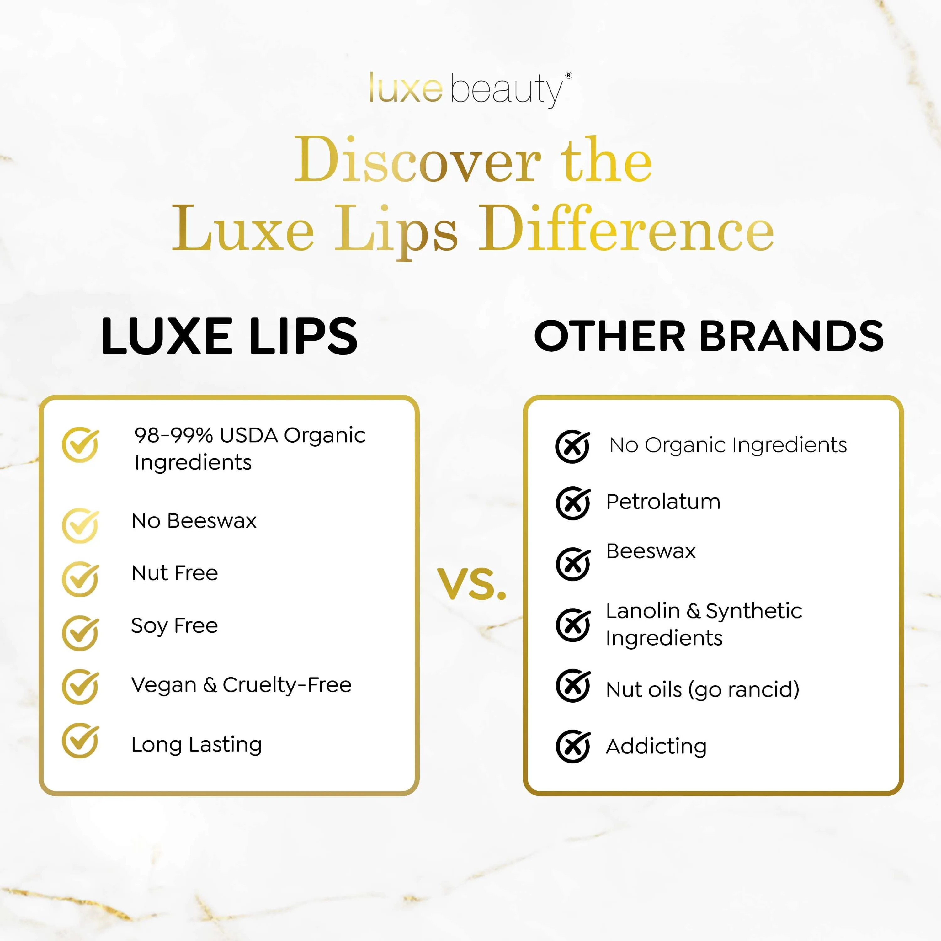 Luxe Lips 4 Pack: Caramel Popcorn, Watermelon, Vanilla & Strawberry