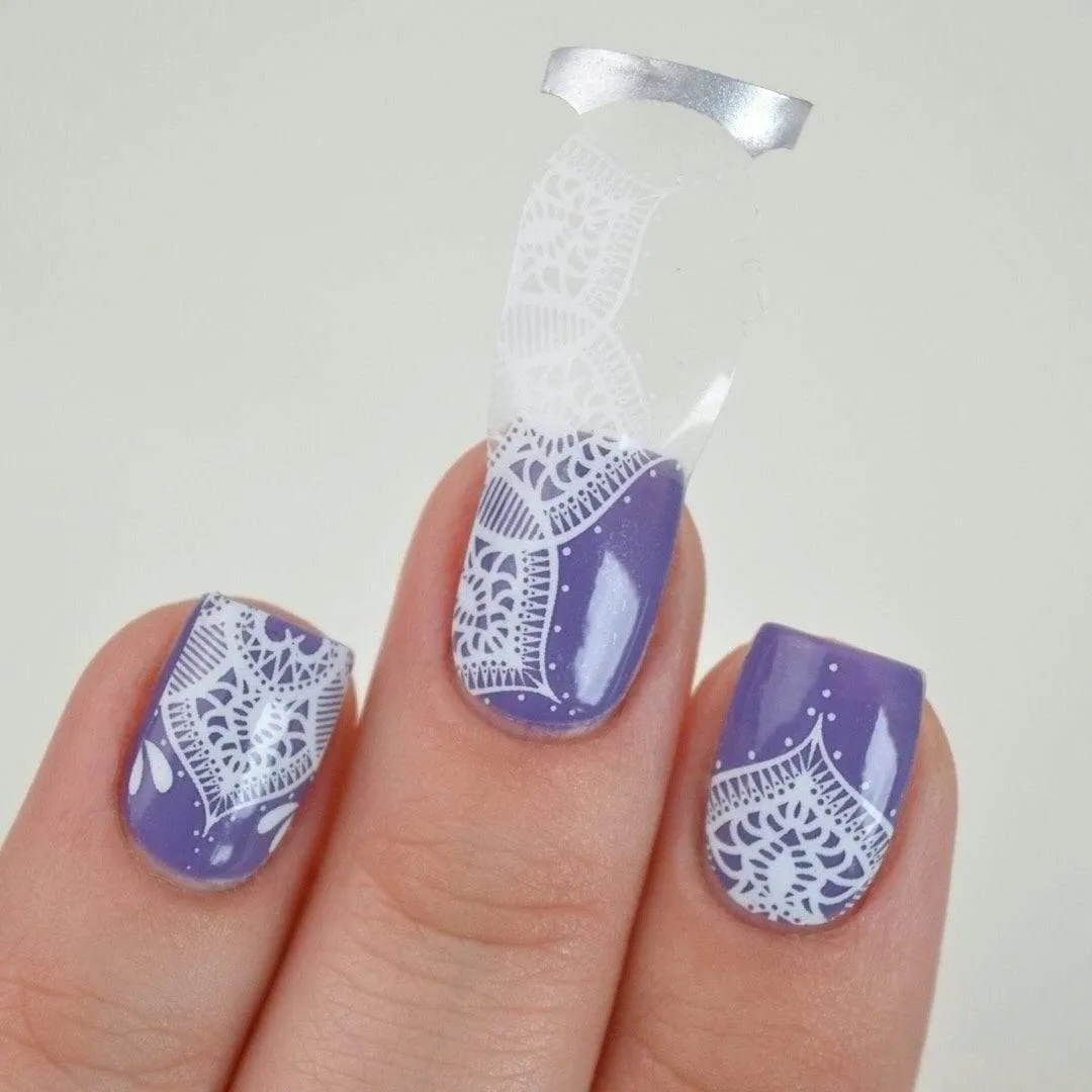 Mandala | Transparent White Print Nail Polish Wraps