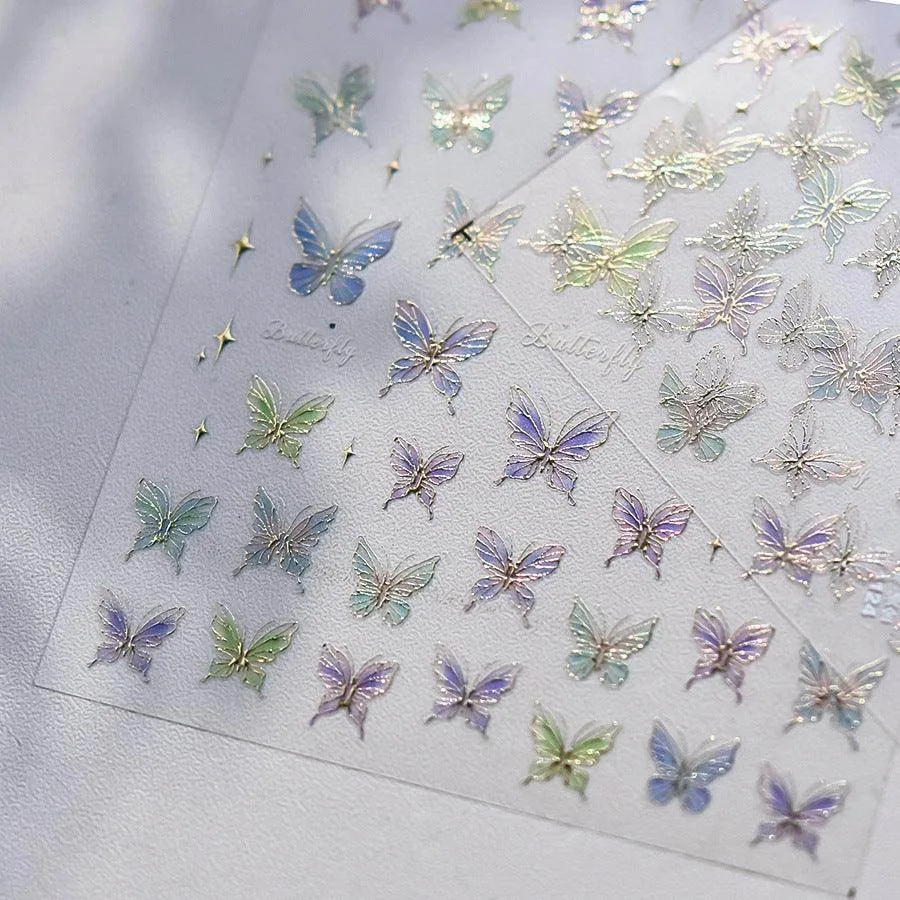 Metal Colors Butterfly Nail Art Stickers Adhesive Embossed Sticker Decals to4124