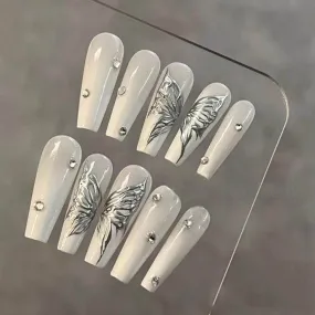 Metal Silver Buttergly Nail Art Stickers Adhesive Wings with Moon Star Sticker Decals TSM381