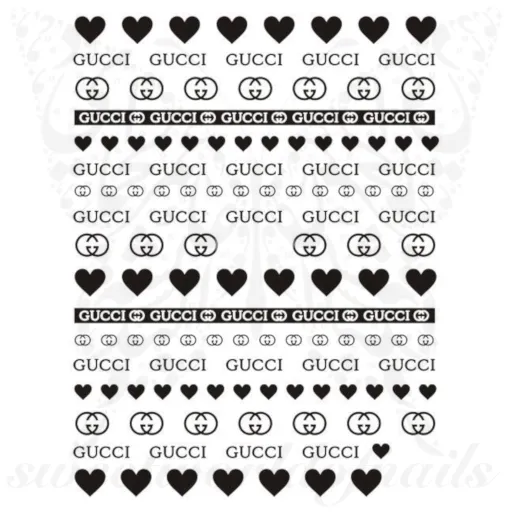 Metallic G hearts Nail Stickers
