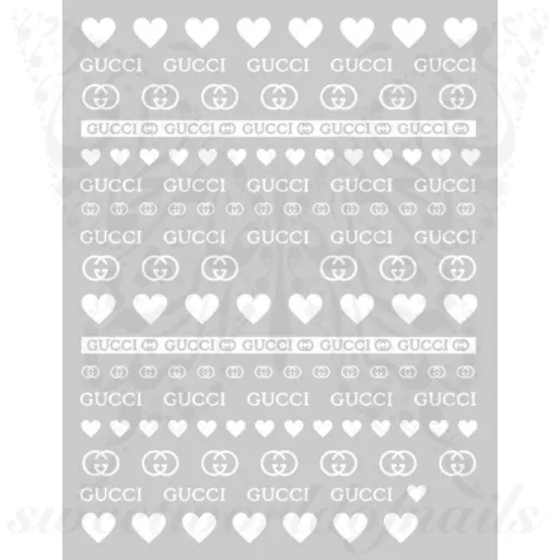 Metallic G hearts Nail Stickers
