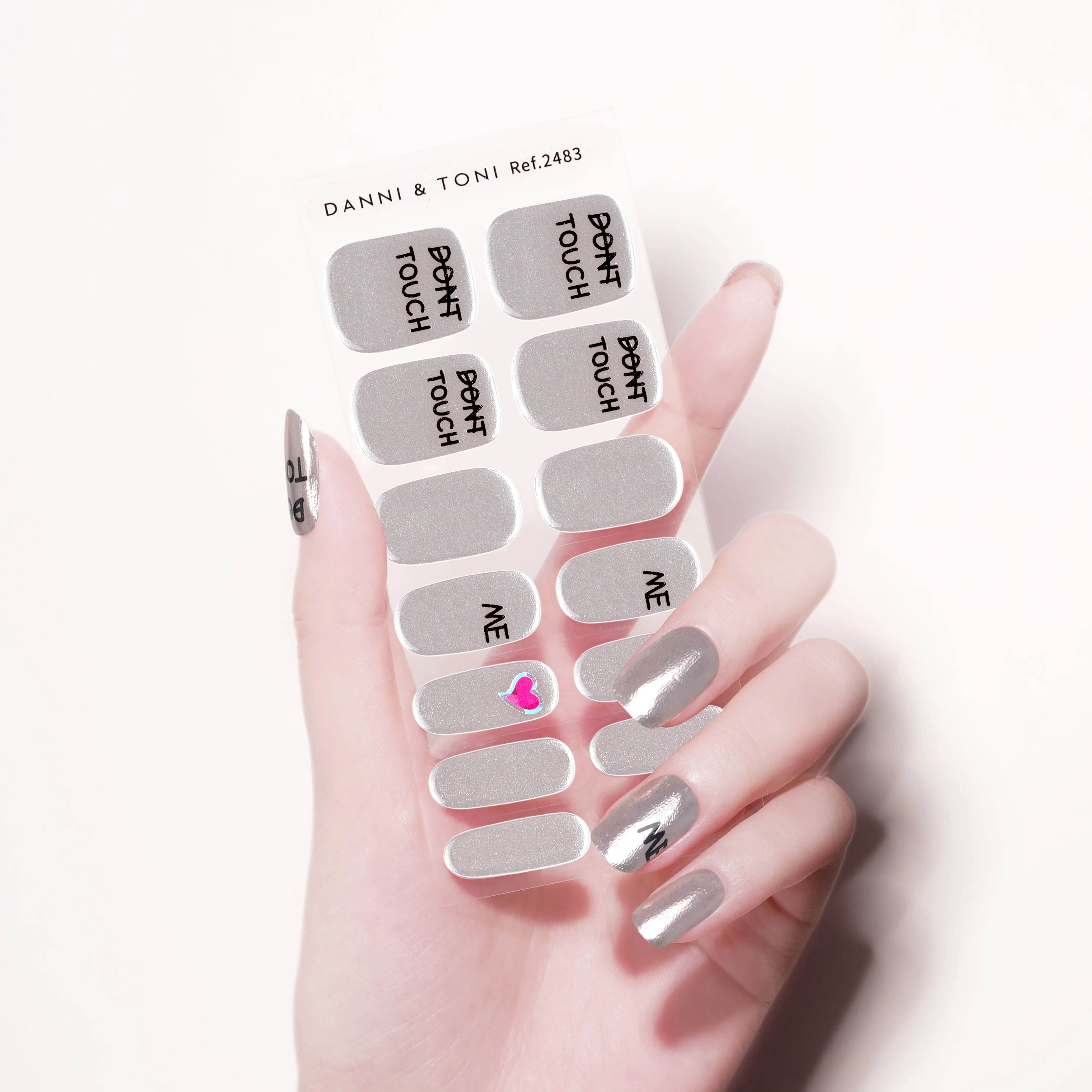 Metallic Silver Semi-Cured Gel Nail Strips | Touch - 2483