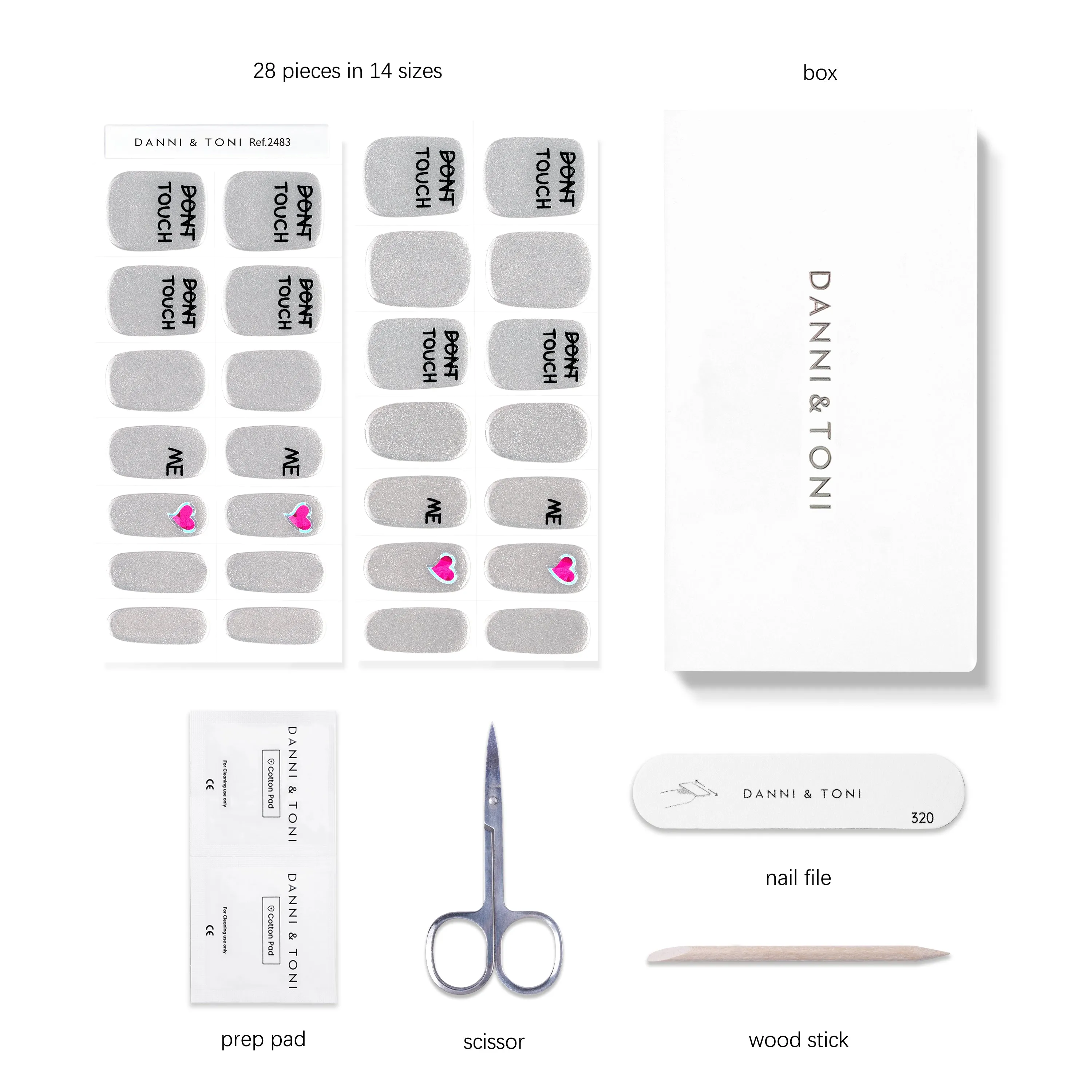 Metallic Silver Semi-Cured Gel Nail Strips | Touch - 2483