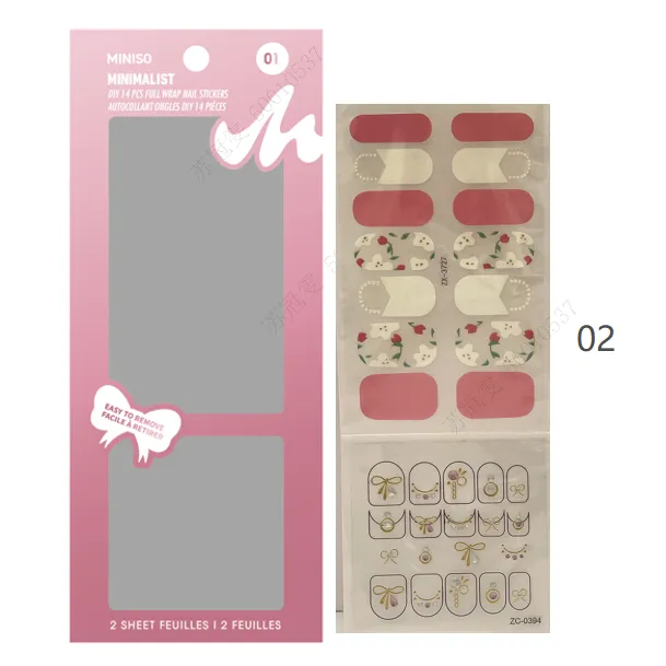 Minimalist 14 pcs DIY Full Wrap Nail Stickers(02)