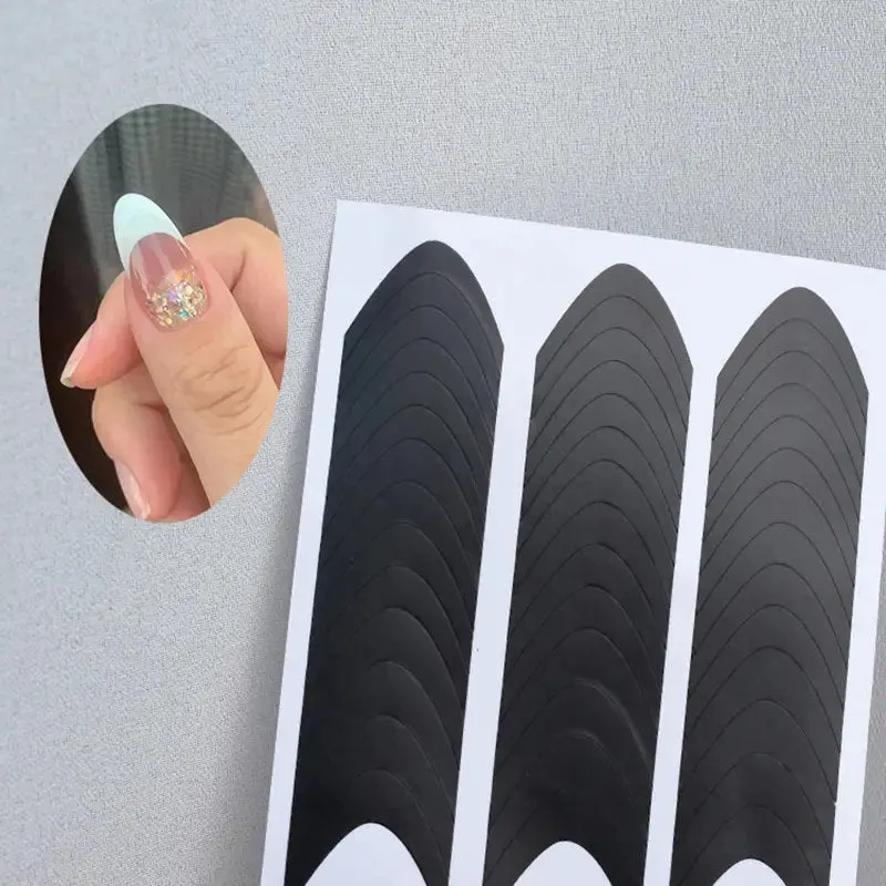 Nail Art French Tip Guide Stickers Geometry French Nail Strips White For French