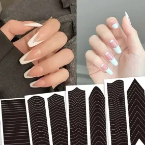 Nail Art French Tip Guide Stickers Geometry French Nail Strips White For French