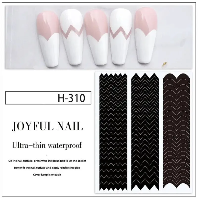 Nail Art French Tip Guide Stickers Geometry French Nail Strips White For French