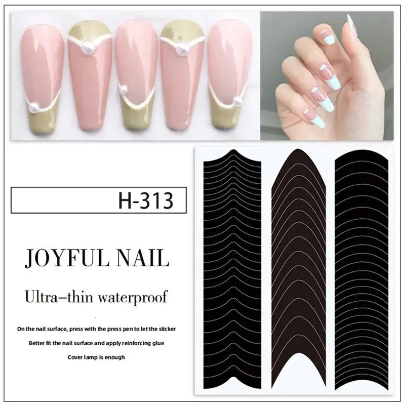 Nail Art French Tip Guide Stickers Geometry French Nail Strips White For French