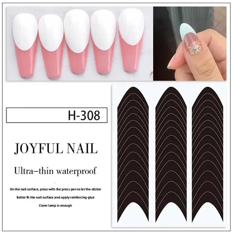 Nail Art French Tip Guide Stickers Geometry French Nail Strips White For French