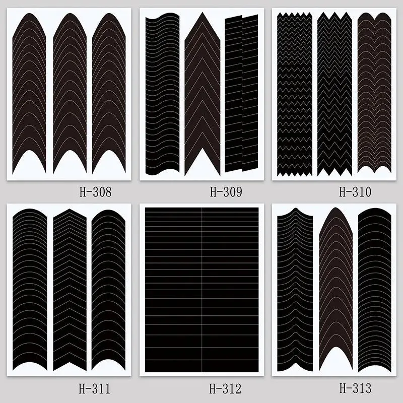 Nail Art French Tip Guide Stickers Geometry French Nail Strips White For French