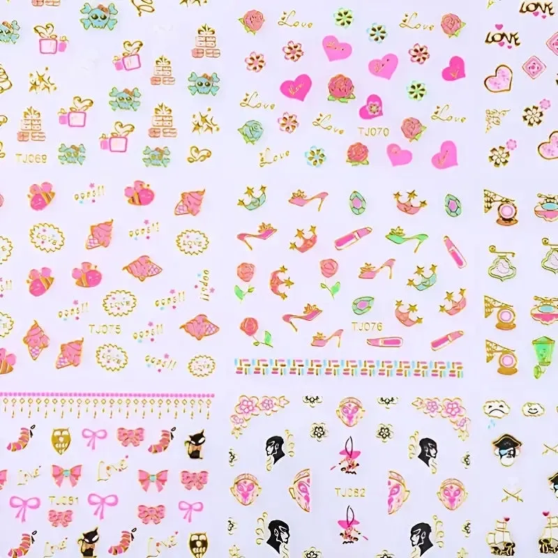 Nail Art Stickers | 30 Sheets Self-Adhesive Nail Decals With Patterns Art Design For DIY Nails Design Manicure Decoration Accessories Decals