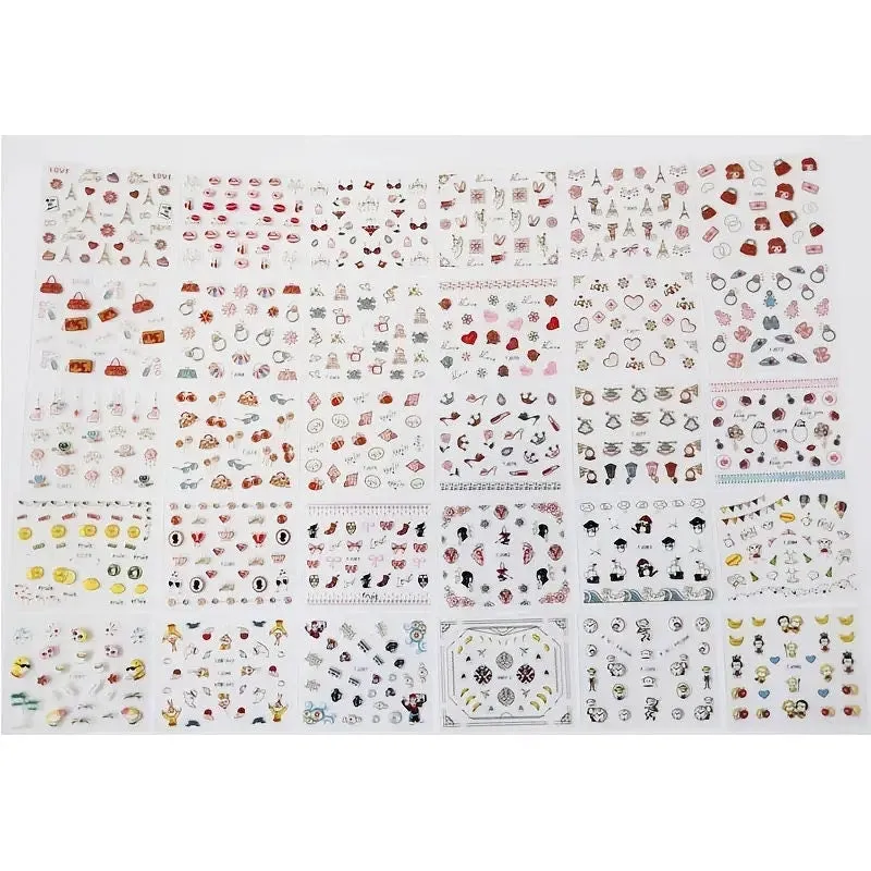 Nail Art Stickers | 30 Sheets Self-Adhesive Nail Decals With Patterns Art Design For DIY Nails Design Manicure Decoration Accessories Decals