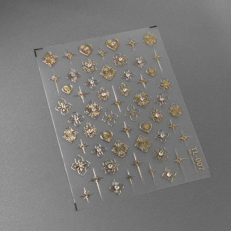 Nail Art Stickers Adhesive Rose Embossed Flower Vines Sticker Decals