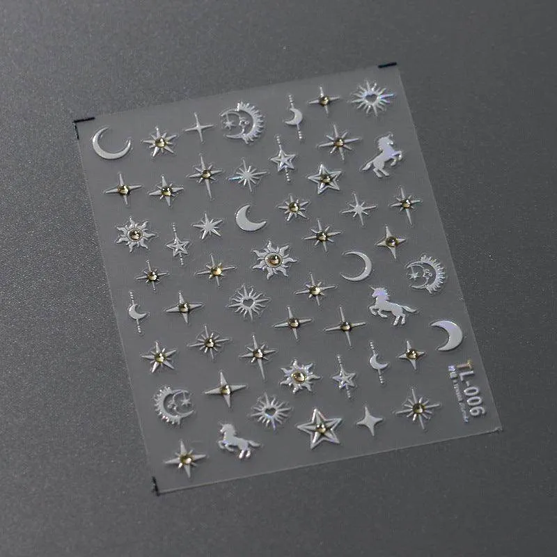 Nail Art Stickers Adhesive Rose Embossed Flower Vines Sticker Decals