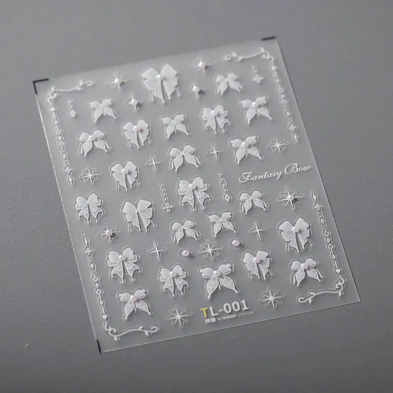 Nail Art Stickers Adhesive Rose Embossed Flower Vines Sticker Decals