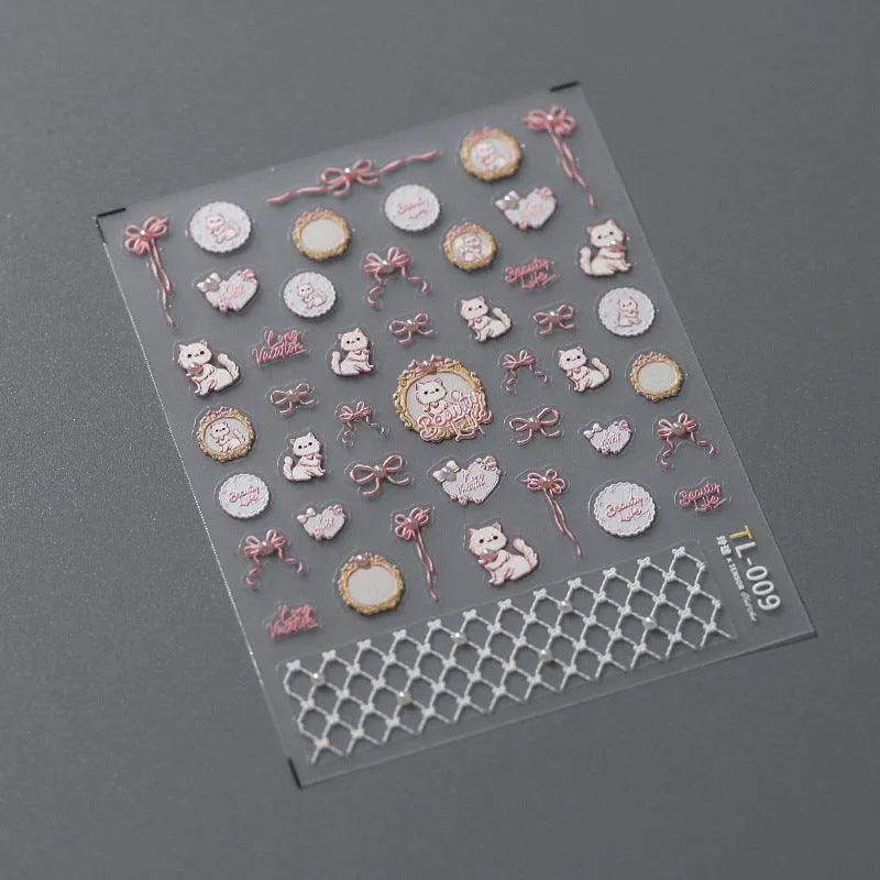 Nail Art Stickers Adhesive Rose Embossed Flower Vines Sticker Decals