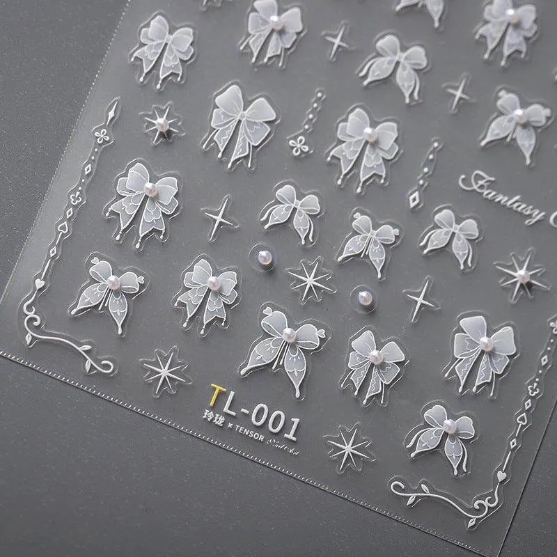 Nail Art Stickers Adhesive Rose Embossed Flower Vines Sticker Decals