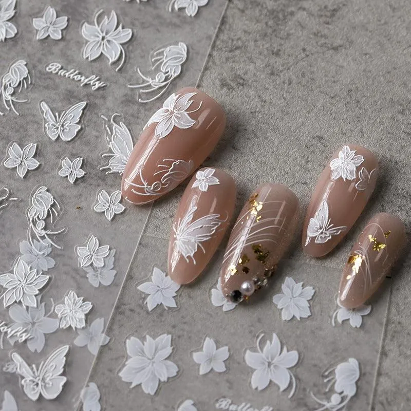 Nail Art Stickers Adhesive Slider Embossed Butterfly Sticker Decals TS3623