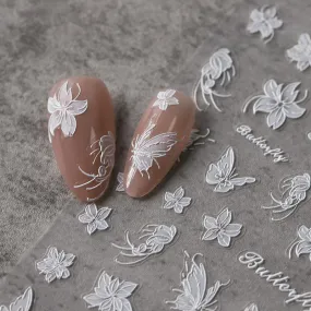 Nail Art Stickers Adhesive Slider Embossed Butterfly Sticker Decals TS3623