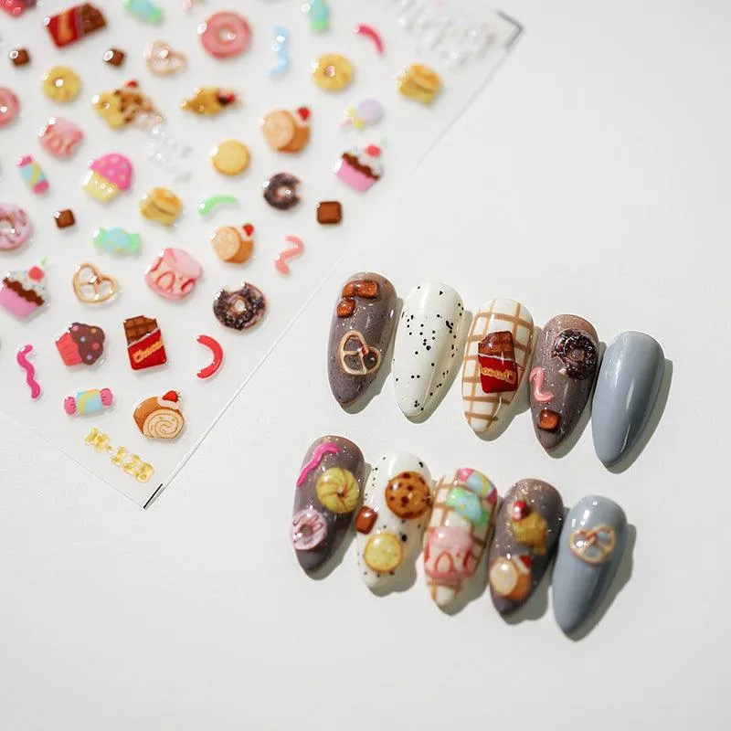 Nail Art Stickers Donuts Adhesive Sliders Dessert Cupcake Jelly Sticker Decals M128