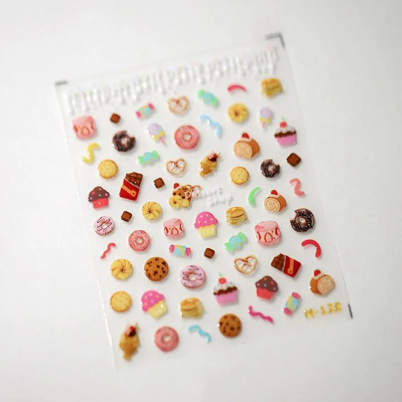 Nail Art Stickers Donuts Adhesive Sliders Dessert Cupcake Jelly Sticker Decals M128