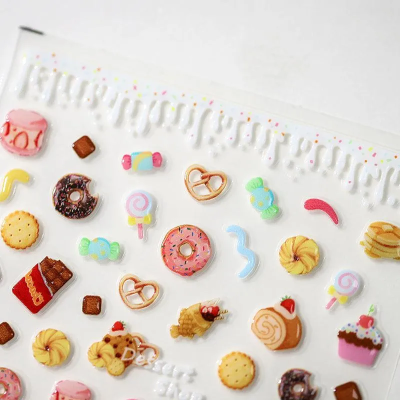Nail Art Stickers Donuts Adhesive Sliders Dessert Cupcake Jelly Sticker Decals M128