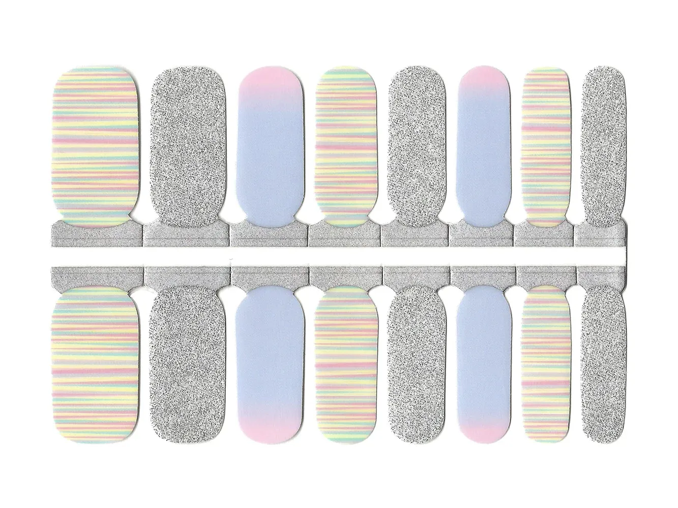 Pastel Ombre Stripes and Glitter - Nail Wrap Set